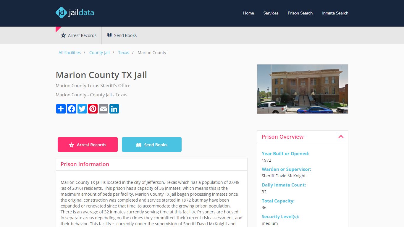Marion County TX Jail Inmate Search and Prisoner Info - Jefferson, TX