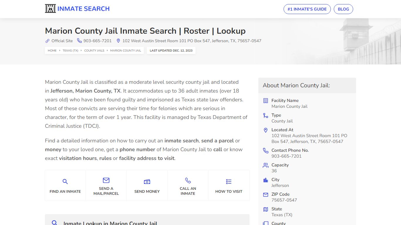 Marion County Jail Inmate Search | Roster | Lookup