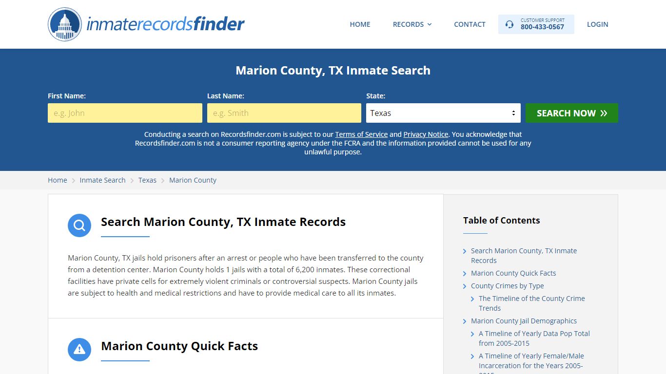 Marion County, TX Inmate Lookup & Jail Records Online
